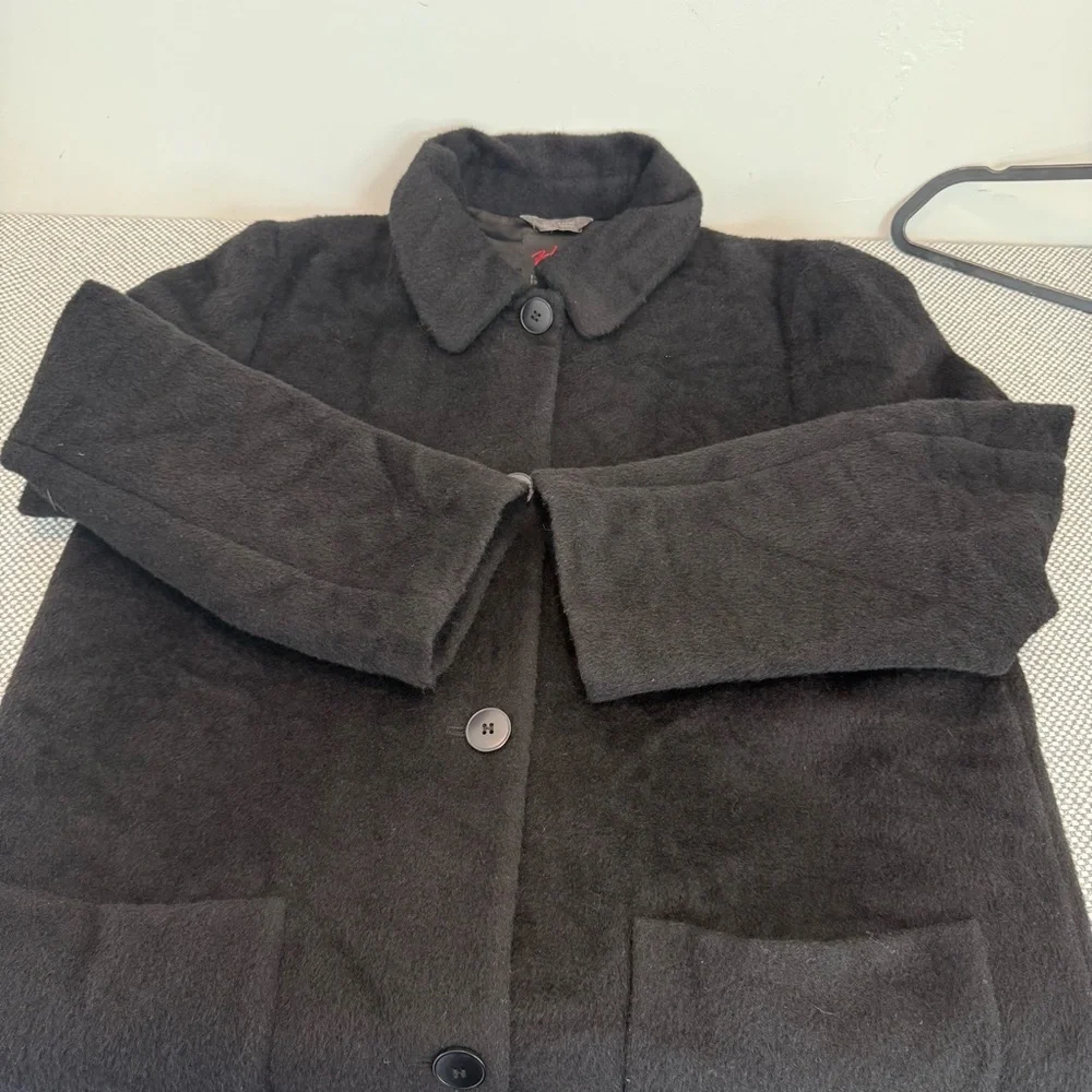 Hilary Radley Baby Llama Wool Blend Overcoat Women 14 Black Incalpaca Jacket